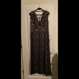 Tadashi Shoji Designer Black Lace Floorlength Gown